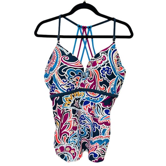 Free Country Racerback Swimwear Top Spaghetti Straps Beach Pullover Summer XL - Picture 3 of 9